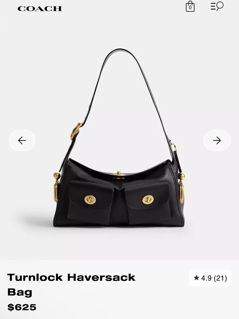 Black Coach Haversack. NWT never used and still has wrapping on it